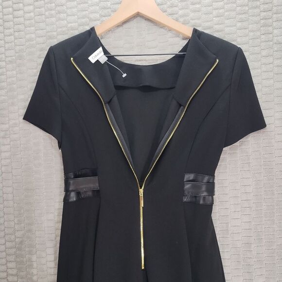NWOT! Calvin Klein Black Solid Faux-Leather Tie-Waist Sheath Dress-Sz 8 - Picture 11 of 14